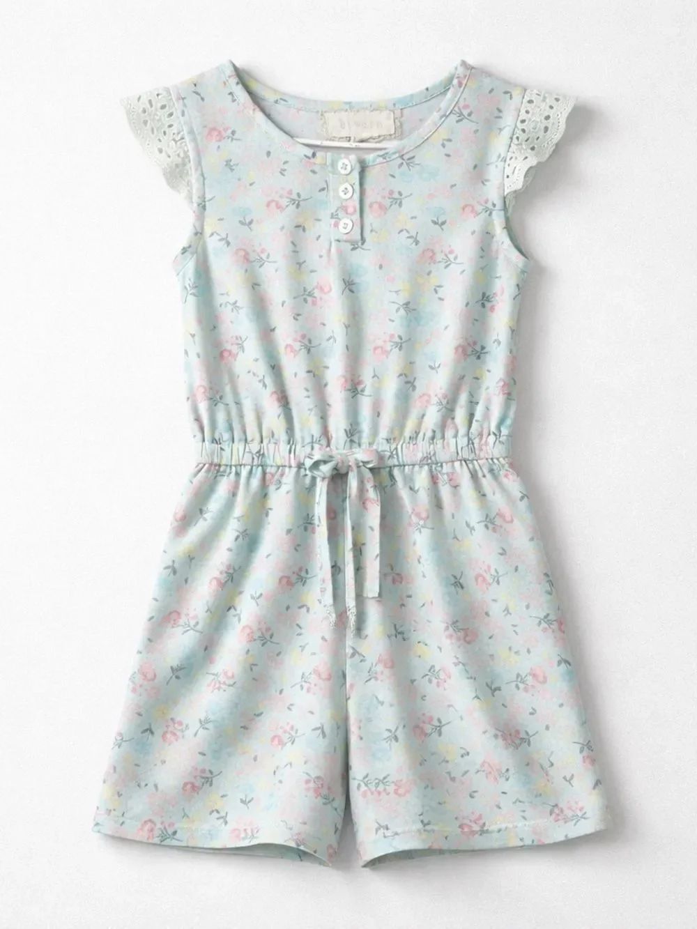 Btween mint floral eyelet flutter sleeve romper size 3T